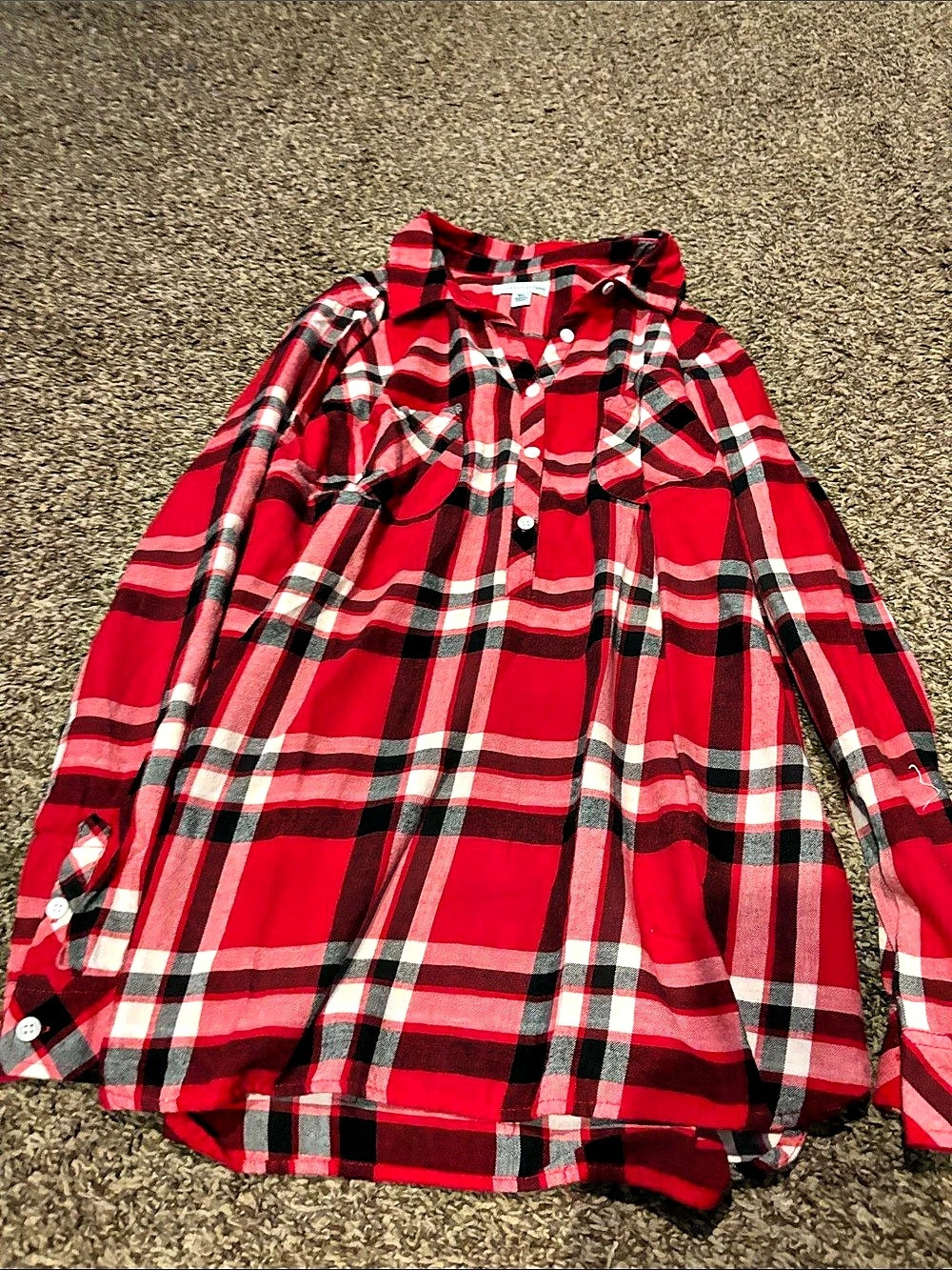 Croft & Barrow Plaid Button Down Shirt in Red & Black XL Like New